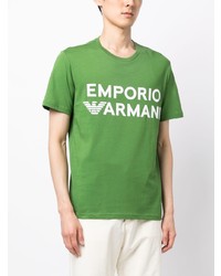 T-shirt à col rond imprimé vert Emporio Armani