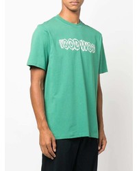 T-shirt à col rond imprimé vert Wood Wood