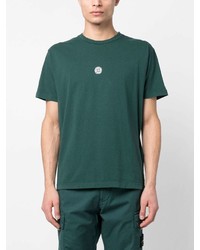 T-shirt à col rond imprimé vert Stone Island