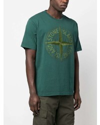 T-shirt à col rond imprimé vert Stone Island