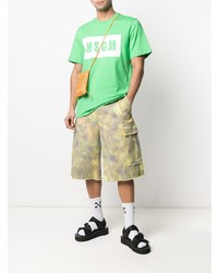 T-shirt à col rond imprimé vert MSGM