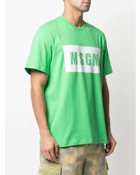 T-shirt à col rond imprimé vert MSGM