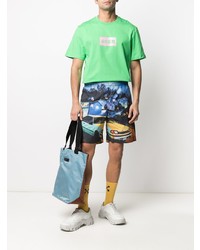 T-shirt à col rond imprimé vert MSGM