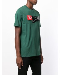 T-shirt à col rond imprimé vert Diesel