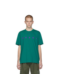 T-shirt à col rond imprimé vert Marni