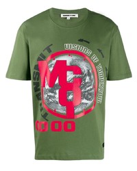 T-shirt à col rond imprimé vert McQ Alexander McQueen