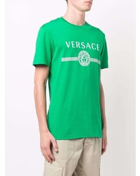 T-shirt à col rond imprimé vert Versace