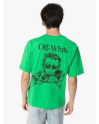 T-shirt à col rond imprimé vert Off-White