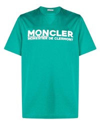 T-shirt à col rond imprimé vert Moncler