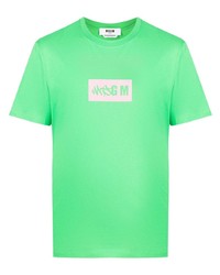 T-shirt à col rond imprimé vert MSGM