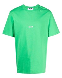 T-shirt à col rond imprimé vert MSGM