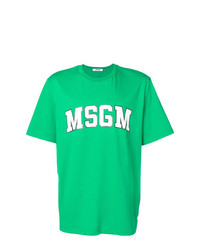 T-shirt à col rond imprimé vert MSGM