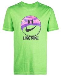 T-shirt à col rond imprimé vert Nike