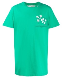T-shirt à col rond imprimé vert Off-White