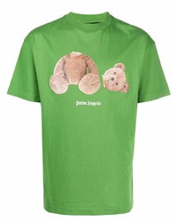 T-shirt à col rond imprimé vert Palm Angels