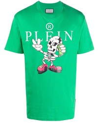 T-shirt à col rond imprimé vert Philipp Plein