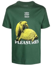 T-shirt à col rond imprimé vert Pleasures