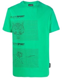 T-shirt à col rond imprimé vert Plein Sport