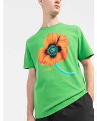 T-shirt à col rond imprimé vert Kenzo