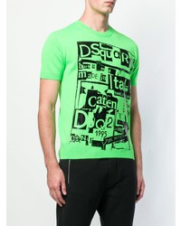 T-shirt à col rond imprimé vert DSQUARED2