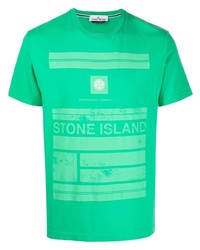 T-shirt à col rond imprimé vert Stone Island