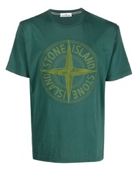 T-shirt à col rond imprimé vert Stone Island