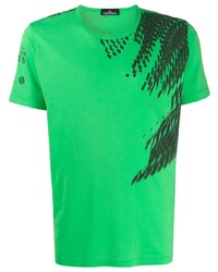 T-shirt à col rond imprimé vert Stone Island Shadow Project