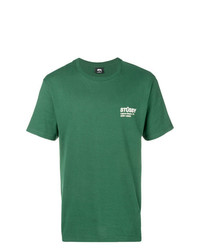 T-shirt à col rond imprimé vert Stussy