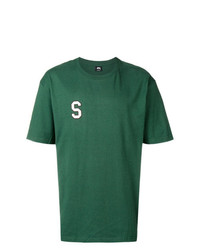 T-shirt à col rond imprimé vert Stussy