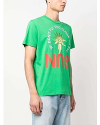 T-shirt à col rond imprimé vert Walter Van Beirendonck