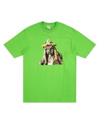 T-shirt à col rond imprimé vert Supreme