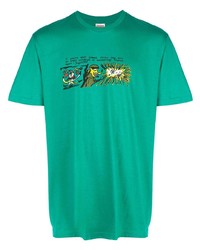 T-shirt à col rond imprimé vert Supreme