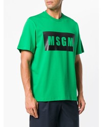 T-shirt à col rond imprimé vert MSGM