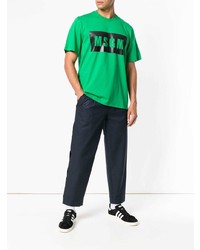 T-shirt à col rond imprimé vert MSGM