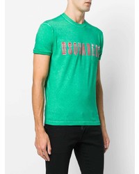 T-shirt à col rond imprimé vert DSQUARED2