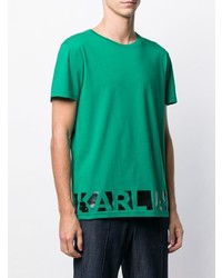 T-shirt à col rond imprimé vert Karl Lagerfeld