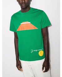 T-shirt à col rond imprimé vert Jacquemus