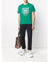 T-shirt à col rond imprimé vert Kenzo