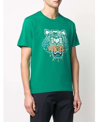 T-shirt à col rond imprimé vert Kenzo