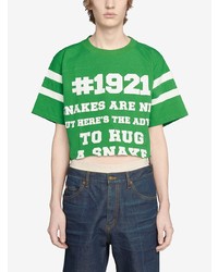 T-shirt à col rond imprimé vert Gucci