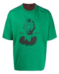T-shirt à col rond imprimé vert Undercoverism