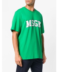 T-shirt à col rond imprimé vert MSGM