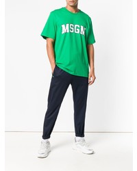 T-shirt à col rond imprimé vert MSGM