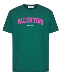T-shirt à col rond imprimé vert Valentino
