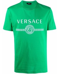T-shirt à col rond imprimé vert Versace