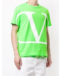 T-shirt à col rond imprimé vert Valentino