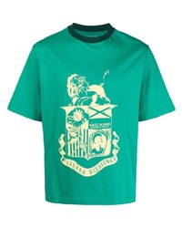 T-shirt à col rond imprimé vert Wales Bonner