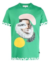 T-shirt à col rond imprimé vert Walter Van Beirendonck