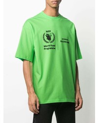 T-shirt à col rond imprimé vert Balenciaga