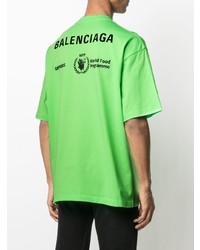 T-shirt à col rond imprimé vert Balenciaga